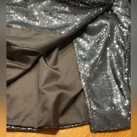 NWOT Dark Gray Sequin Double Breasted Trench Evening Coat Jacket Size Medium - Picture 11 of 11
